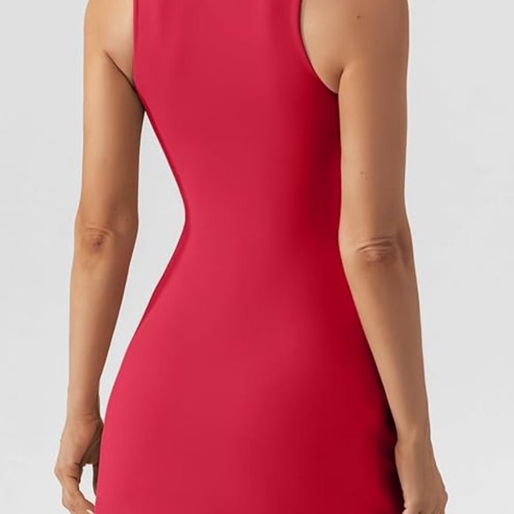 Women's Square Neck Sleeveless Tank Top Stretch Flare Mini Dresses - Picture 3 of 3